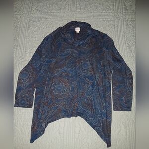 Chico's Green & Burgundy Paisley Top Sz 2 (L)